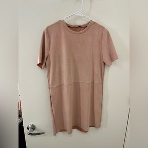 Zara Pink Suade Oversized T-Shirt Dress